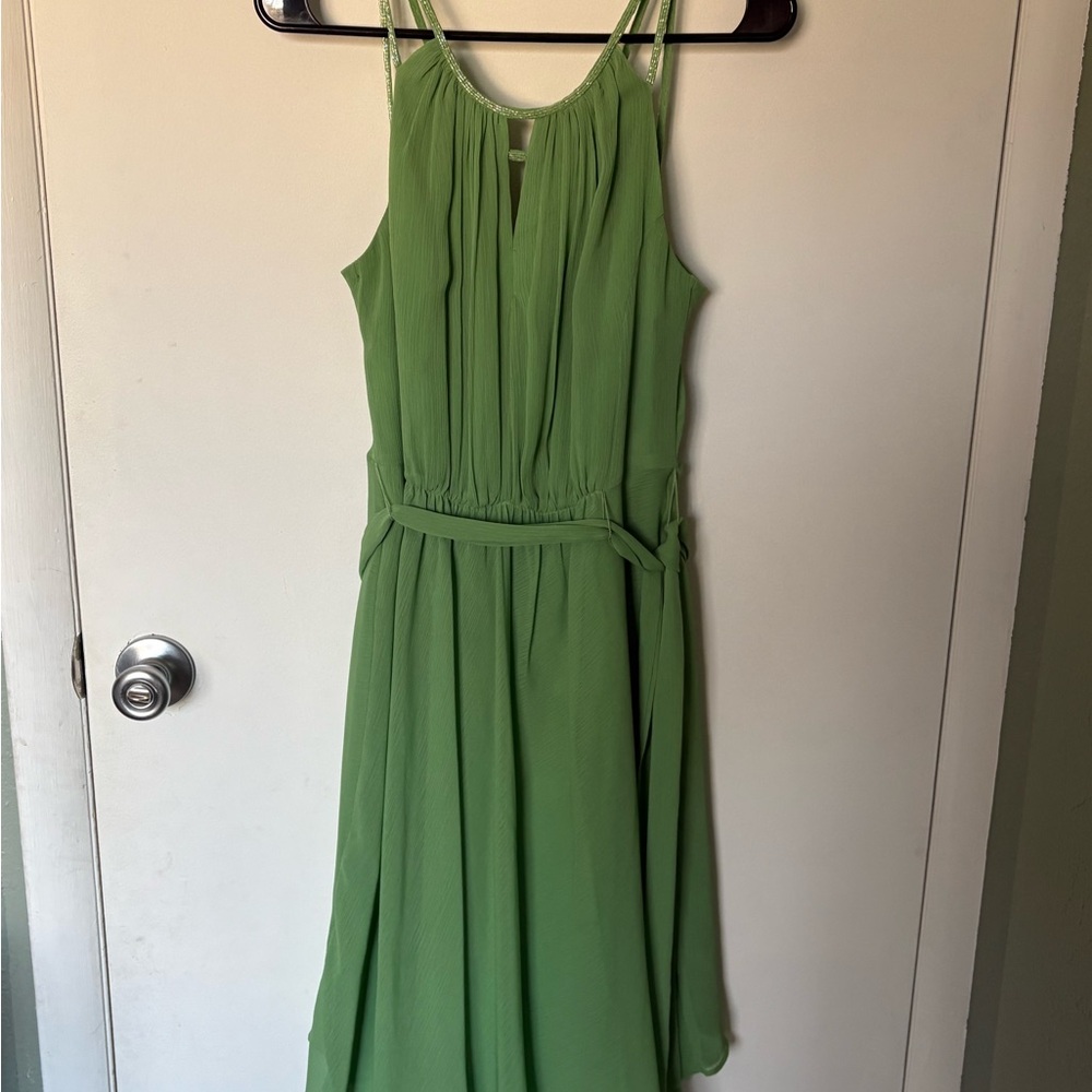 David's Bridal Elegant Green Midi Dress